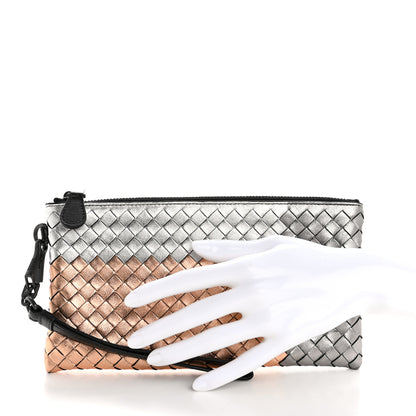 Bottega Veneta Metallic Intrecciato Wristlet Zip Pouch 2 of 10