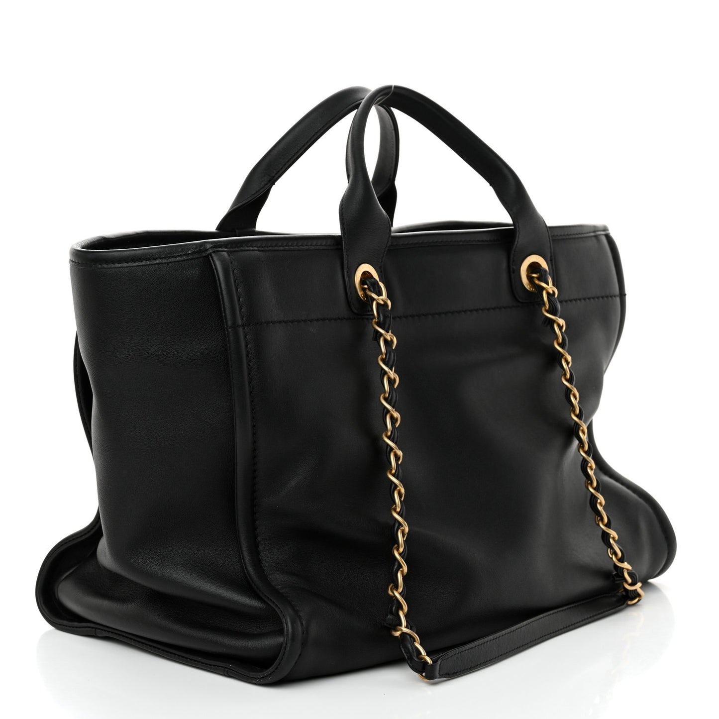 Calfskin Medium Deauville Tote Black Multicolor