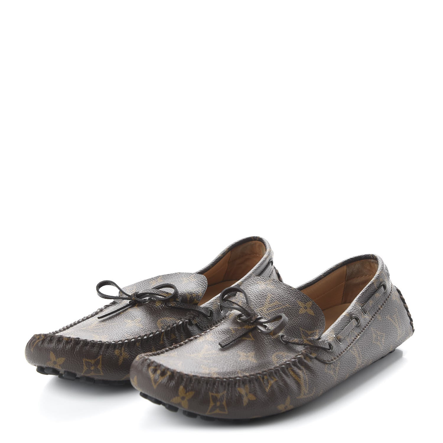 Louis Vuitton Monogram Mens Arizona Car Shoe Moccasin Loafers 12 Macassar 3 of 8