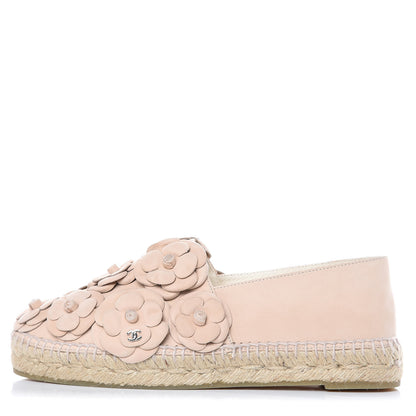 Chanel Suede Camellia CC Espadrilles 38 Pink 1 of 11