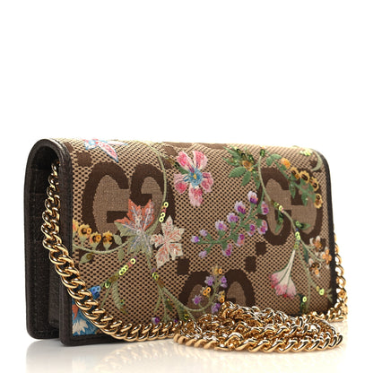 Gucci Monogram Jumbo GG Textured Dollar Calfskin Embroidered Horsebit 1955 Wallet On Chain Camel Ebony New Acero Multicolor 3 of 11