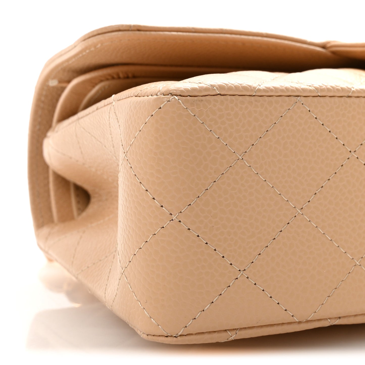 Caviar Quilted Small Double Flap Beige