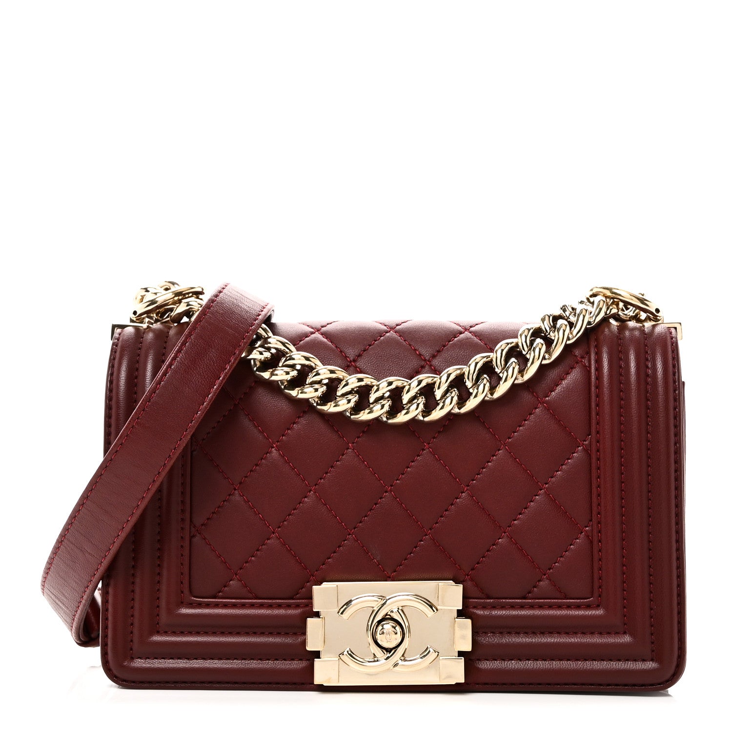 Chanel Lambskin Quilted Small Boy Flap Dark Red 1 of 9