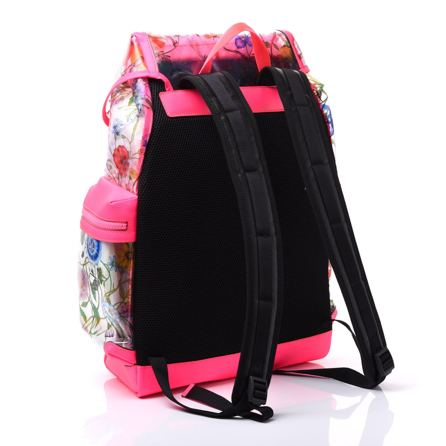 PVC Floral Double Buckle Backpack Fuchsia