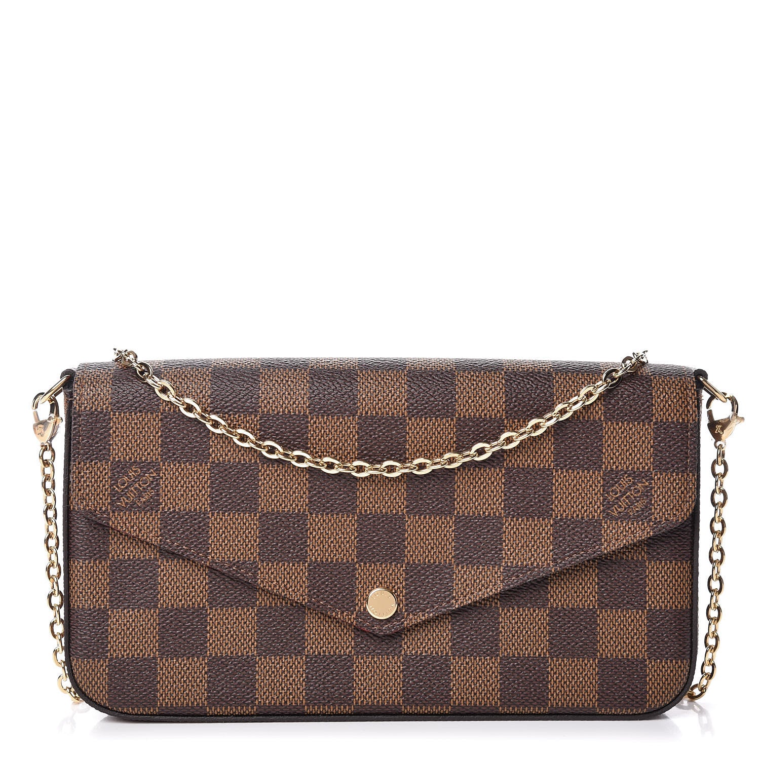 Louis Vuitton Damier Ebene Pochette Felicie Chain Wallet 1 of 12