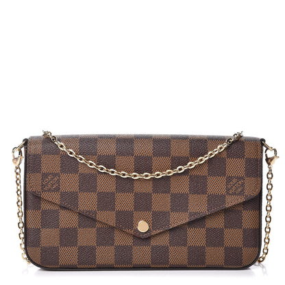 Louis Vuitton Damier Ebene Pochette Felicie Chain Wallet 1 of 12