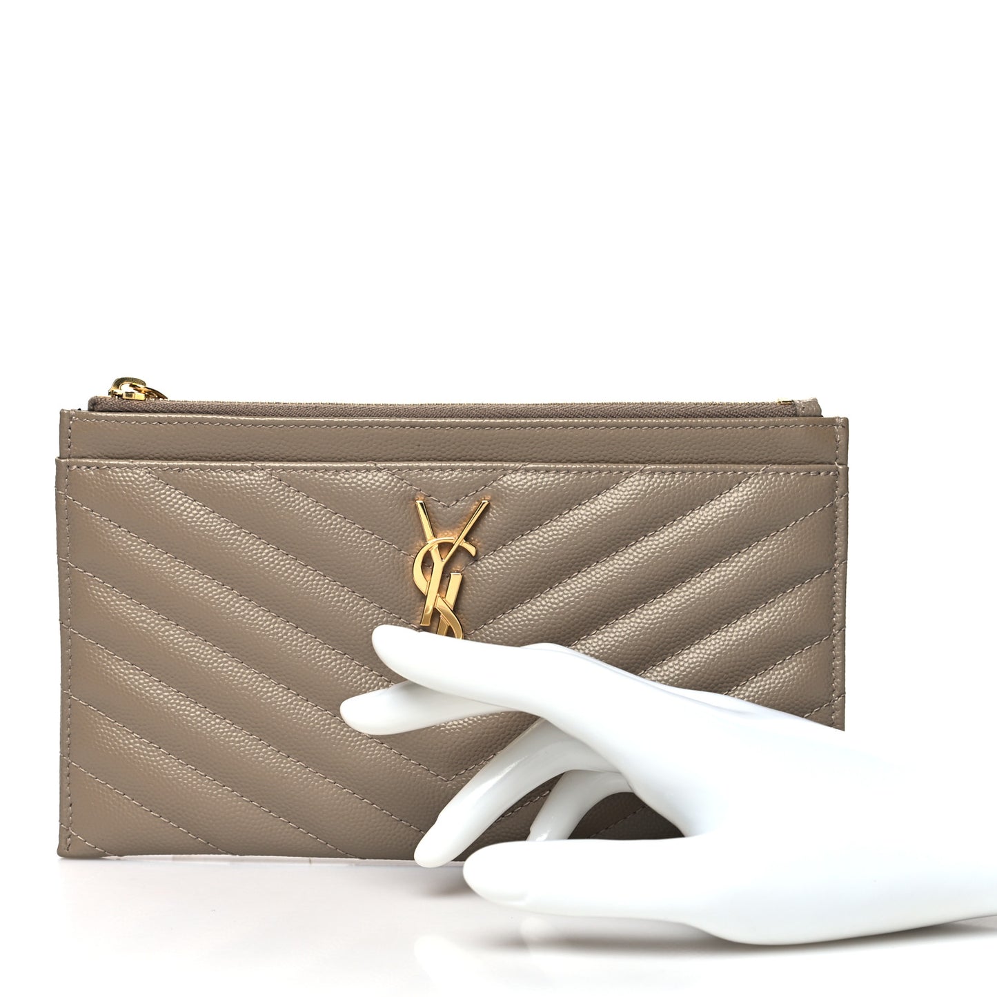 Grain De Poudre Chevron Monogram Bill Pouch Dusty Grey
