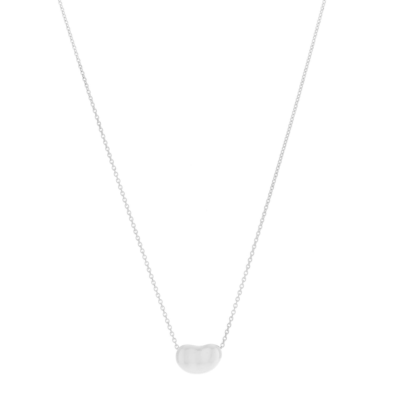 Tiffany Sterling Silver 12mm Elsa Peretti Bean Pendant Necklace 1 of 6