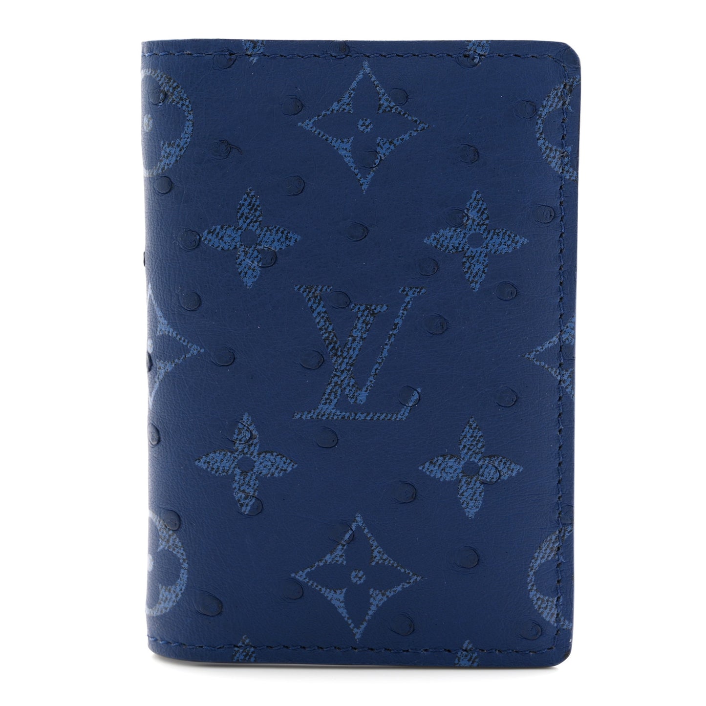 Ostrich Monogram Pocket Organizer NM