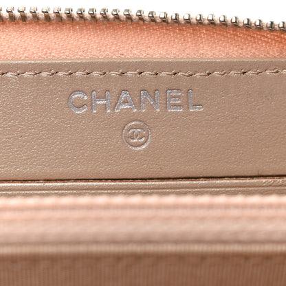 Chanel Iridescent Caviar Chevron Quilted Medium Zip Around Wallet Light Gold 6 of 11