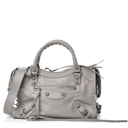 Balenciaga Matte Goatskin Rubber Covered Classic Hardware Mini City Gris Glace 2 of 14