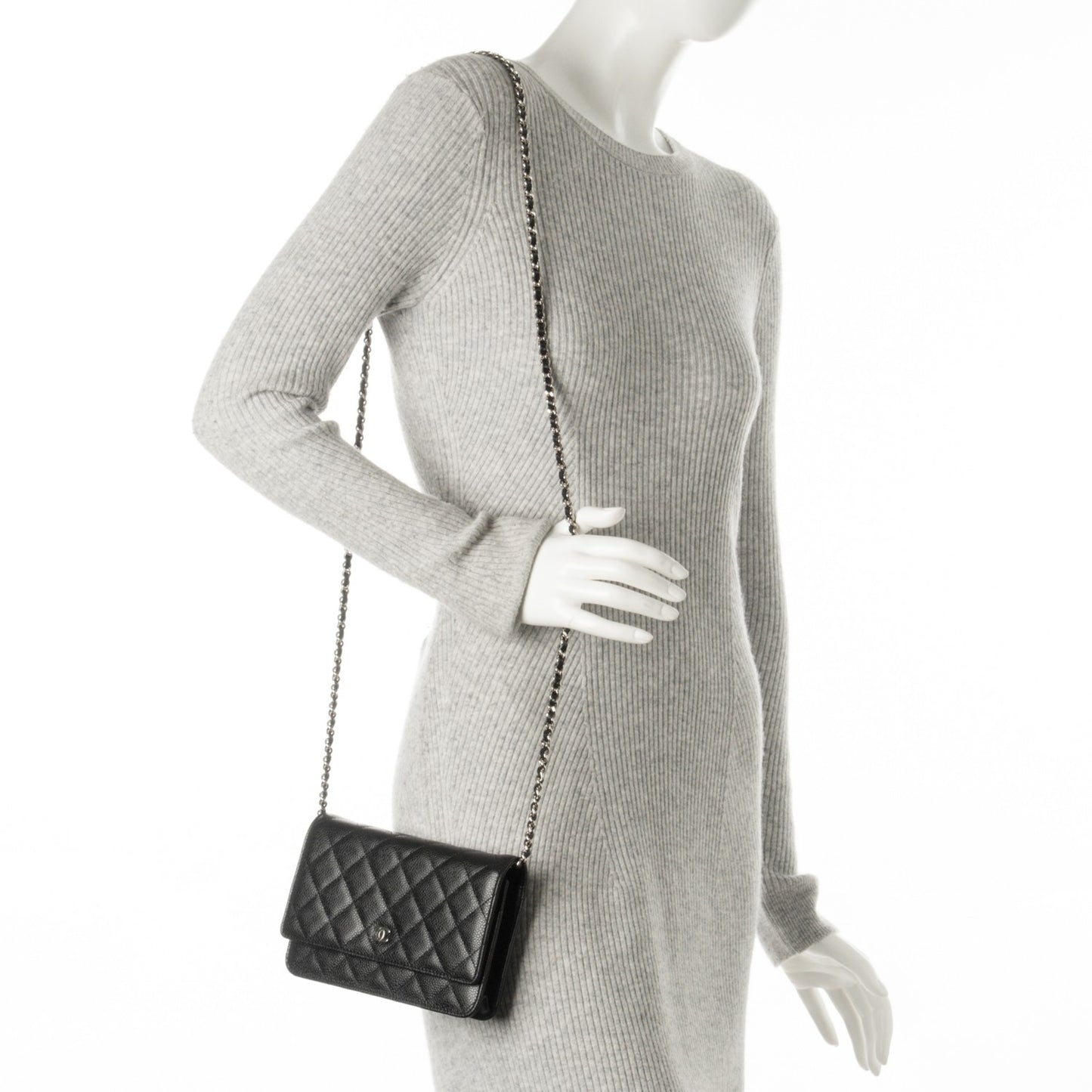 Caviar Quilted Wallet On Chain WOC Black