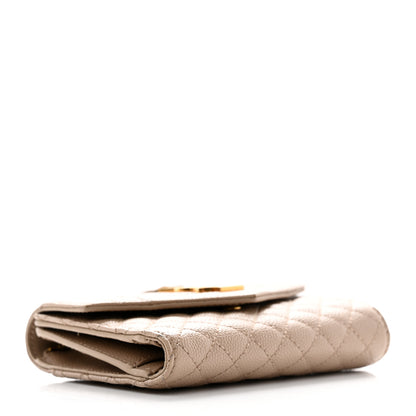 Saint Laurent Grain De Poudre Mixed Matelasse Triquilt Monogram Compact Tri Fold Wallet Dark Beige 4 of 11
