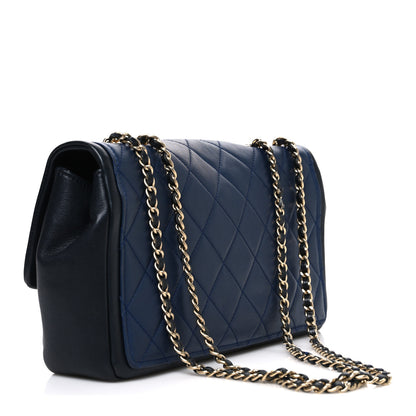 Chanel Calfskin Quilted Medium Graphic Flap Blue Black 2 of 10