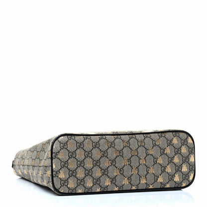 Gucci Soft GG Supreme Monogram Bees Small Crossbody Tote Beige Oro Black 3 of 4