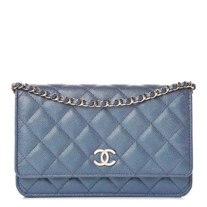 Chanel Iridescent Caviar Quilted Wallet On Chain WOC Dark Blue 1 of 11