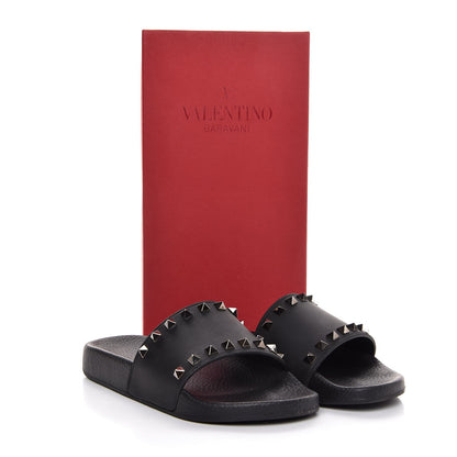 Valentino Garavani Rubber Rockstud Slide Sandals 37 Black 10 of 10