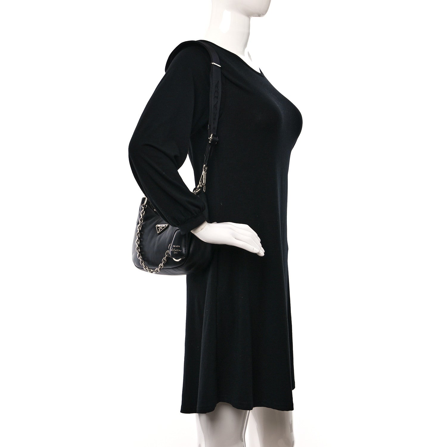 Prada Nappa Soft Padded Re-Edition 2005 Shoulder Bag Black 2 of 8