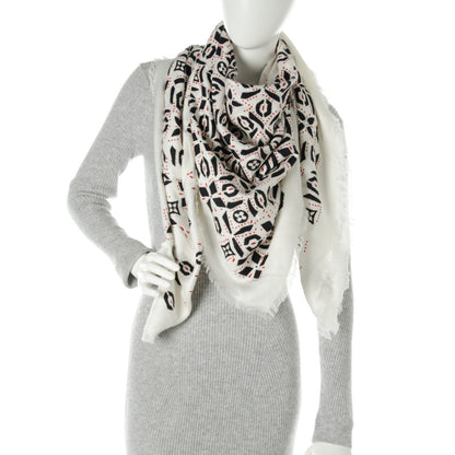 Louis Vuitton Silk Wool Monogram Graphic Scarf Black 2 of 6