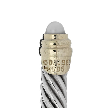 David Yurman Sterling Silver 14K Yellow Gold Pearl 5mm Cable Classics Petite Color Bracelet 3 of 3