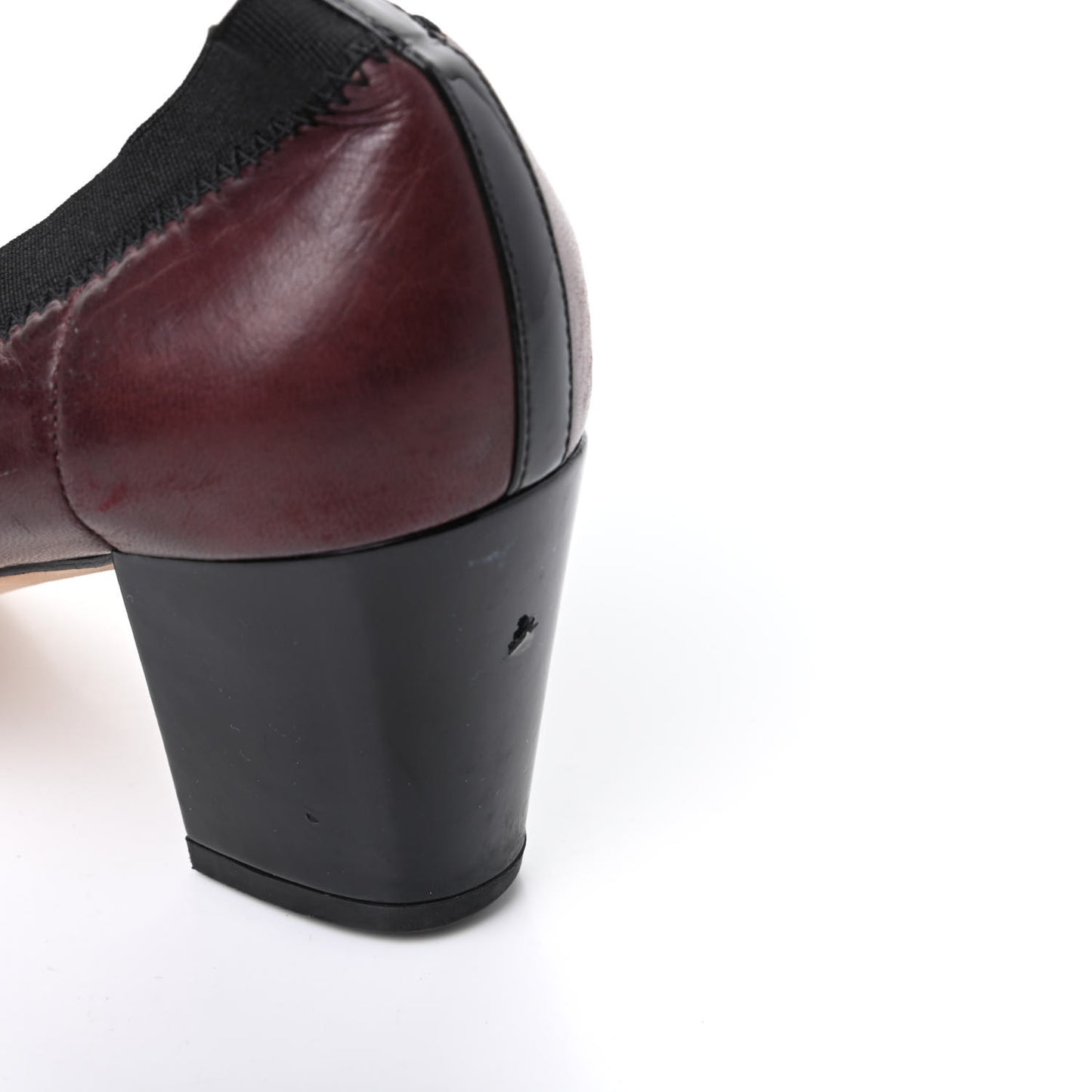 Lambskin Patent CC Elastic Cap Toe Ballerina Pumps 37.5 Burgundy Black
