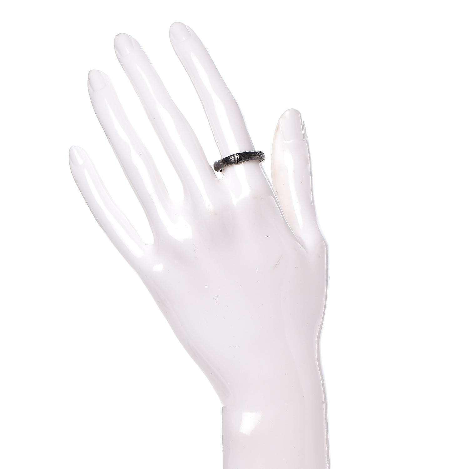 John Hardy Rhodium Plated Sterling Silver Bamboo Ring 54 7 2 of 7
