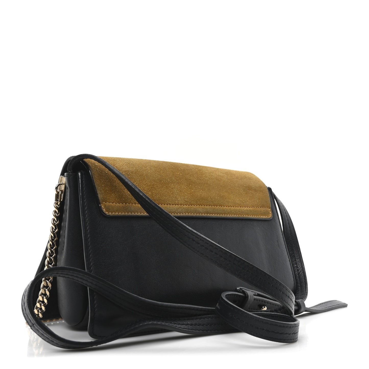 Suede Calfskin Small Faye Shoulder Bag Full Blue Mustard