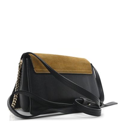 Chloe Suede Calfskin Small Faye Shoulder Bag Full Blue Mustard 3 of 9