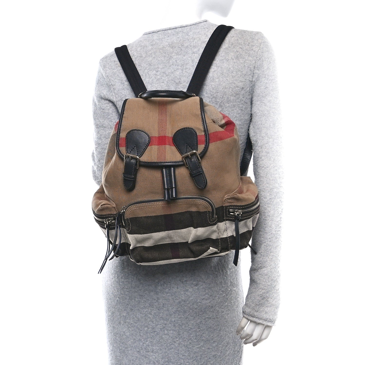 Burberry Canvas Mega Check Medium Rucksack Backpack Black 2 of 9