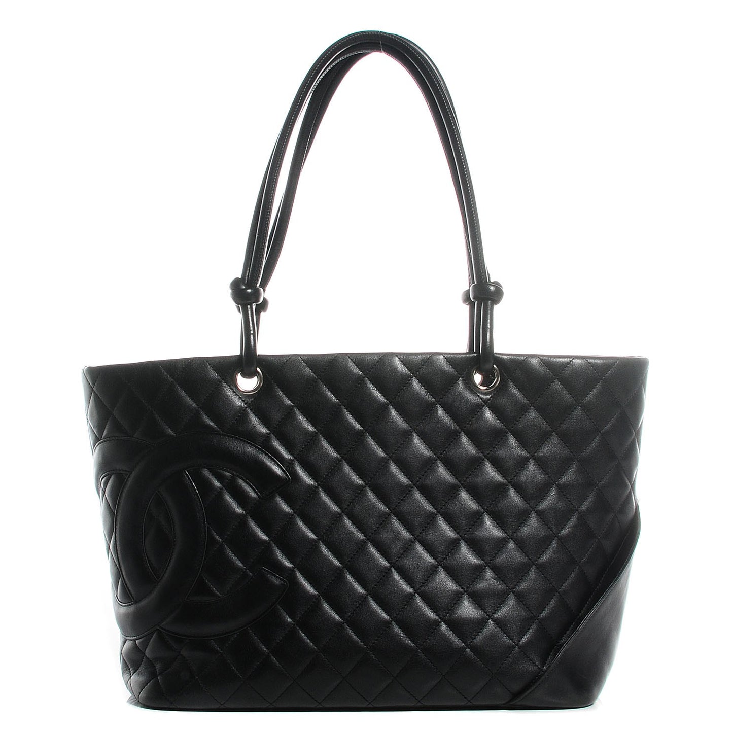Calfskin Quilted Large Cambon Tote Black