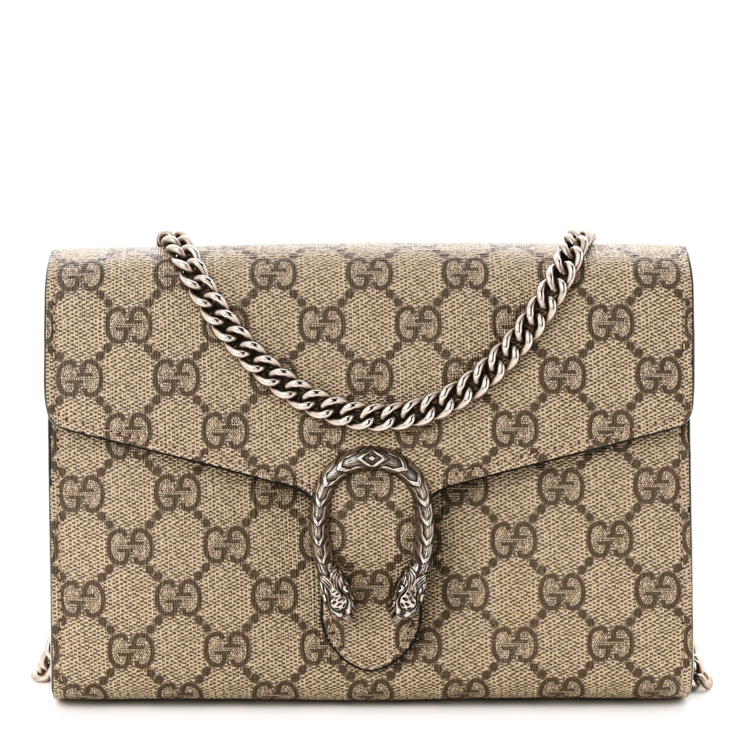 GG Supreme Monogram Mini Dionysus Chain Wallet Beige Black