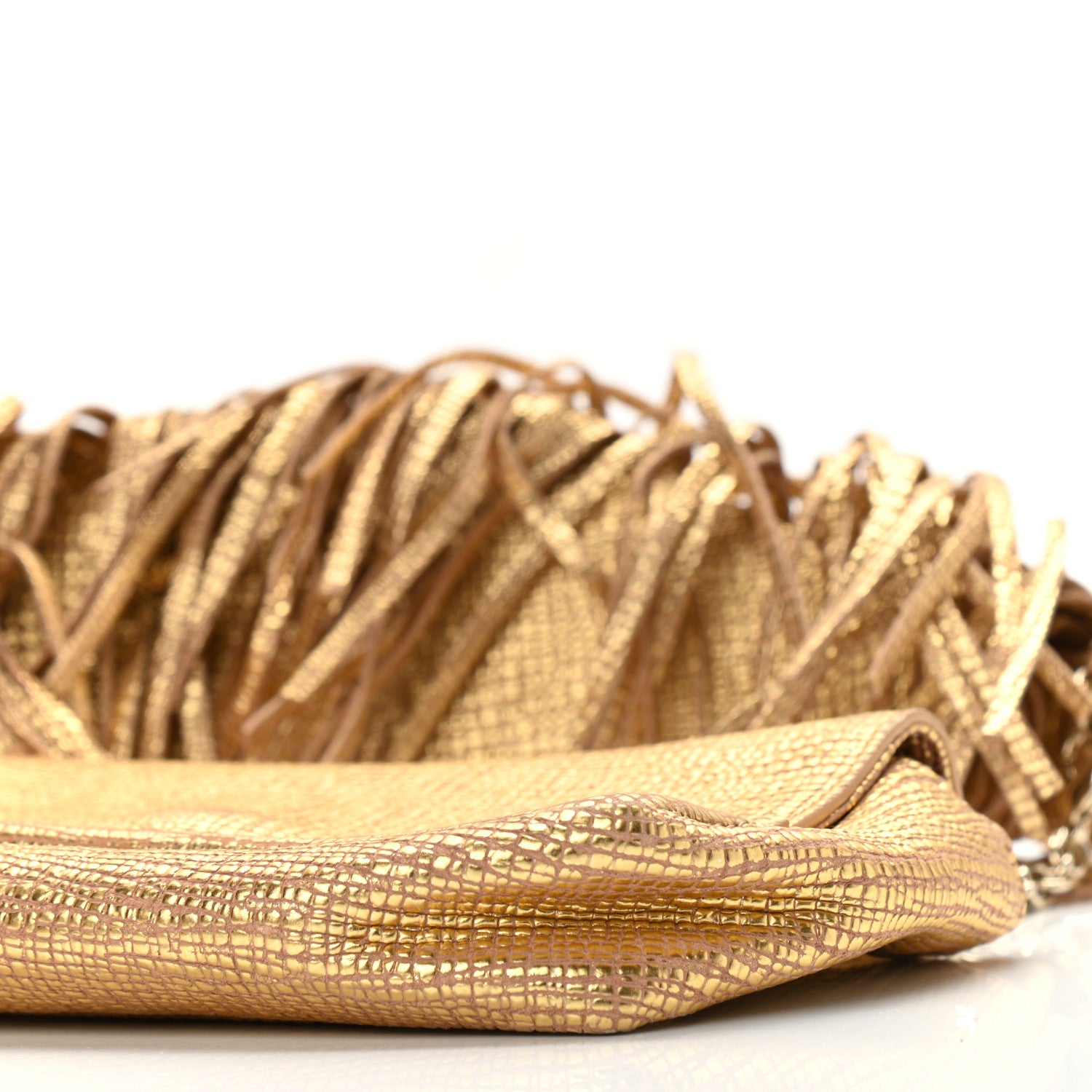 Christian Louboutin Metallic Calfskin Artemis Fringe Shoulder Bag Gold 9 of 9