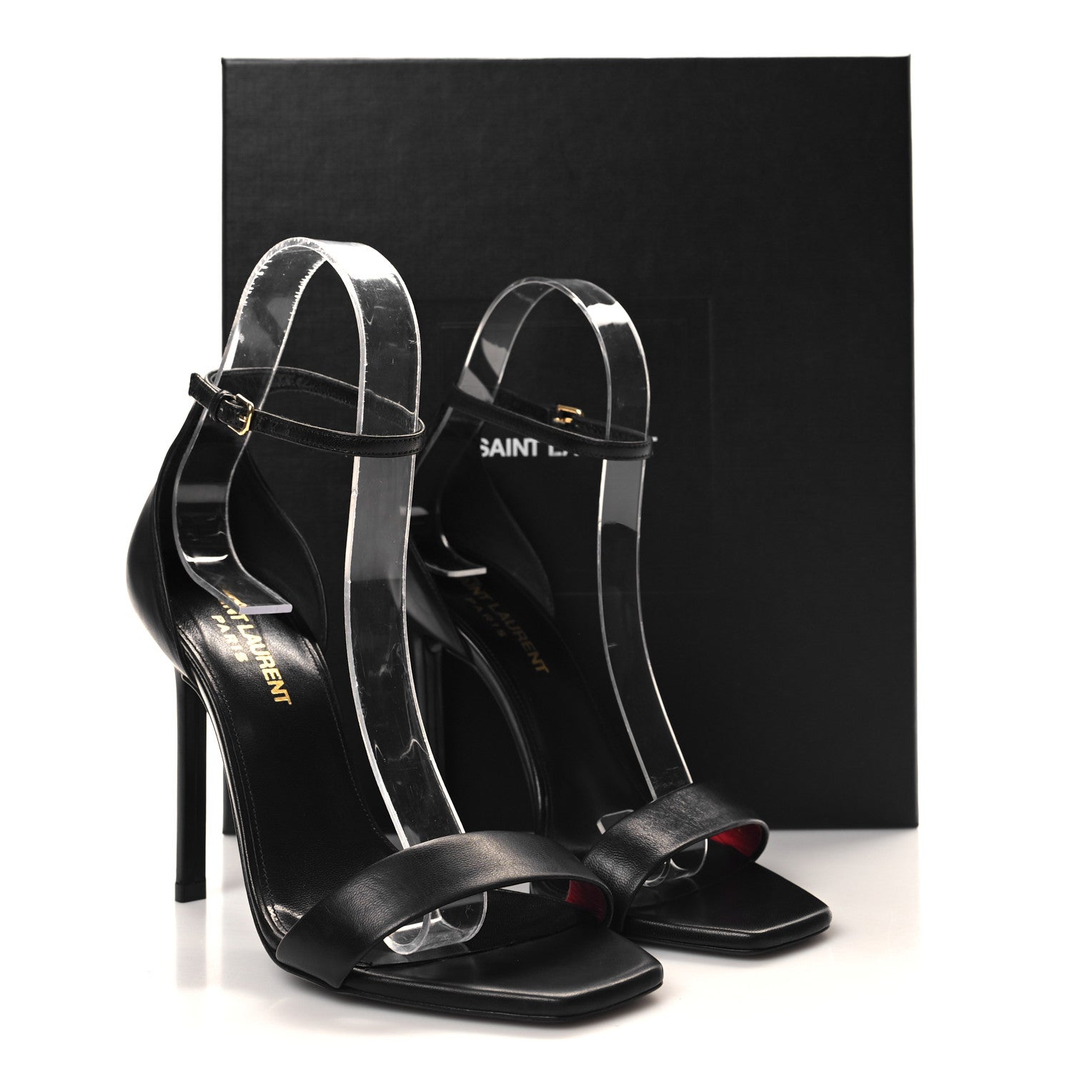 Saint Laurent Calfskin Amber 105 Ankle Strap Sandals 36 Black 10 of 10