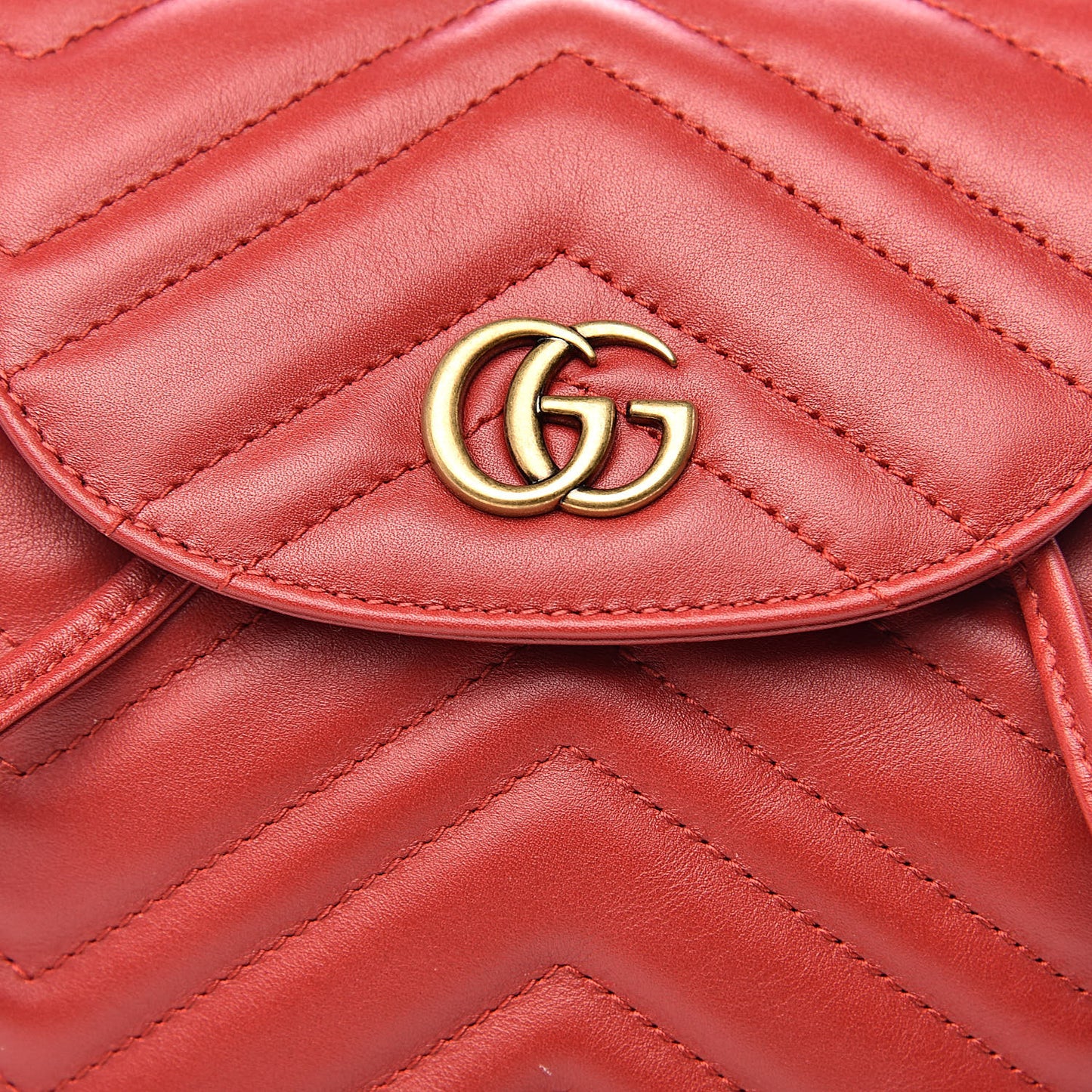 Calfskin Matelasse GG Marmont Flap Backpack Hibiscus Red