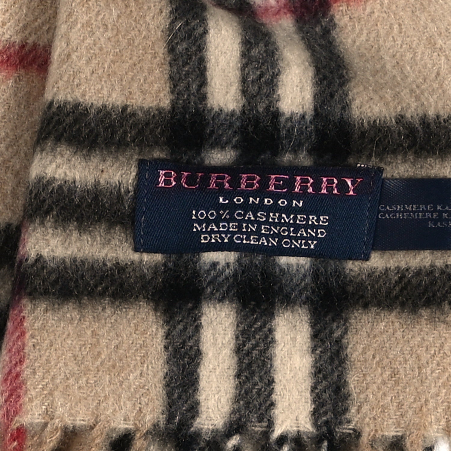 Burberry Cashmere House Check Fringe Scarf Camel 3 of 3