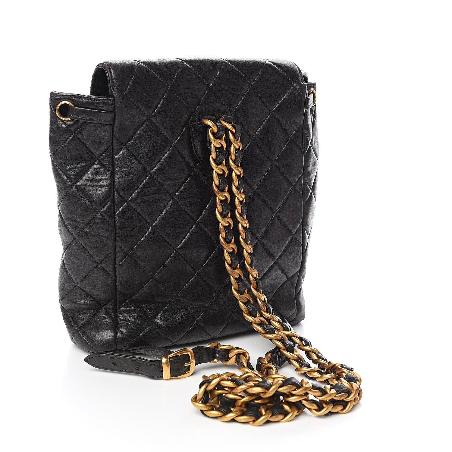 Chanel Lambskin Quilted Drawstring Backpack Black 2 of 11