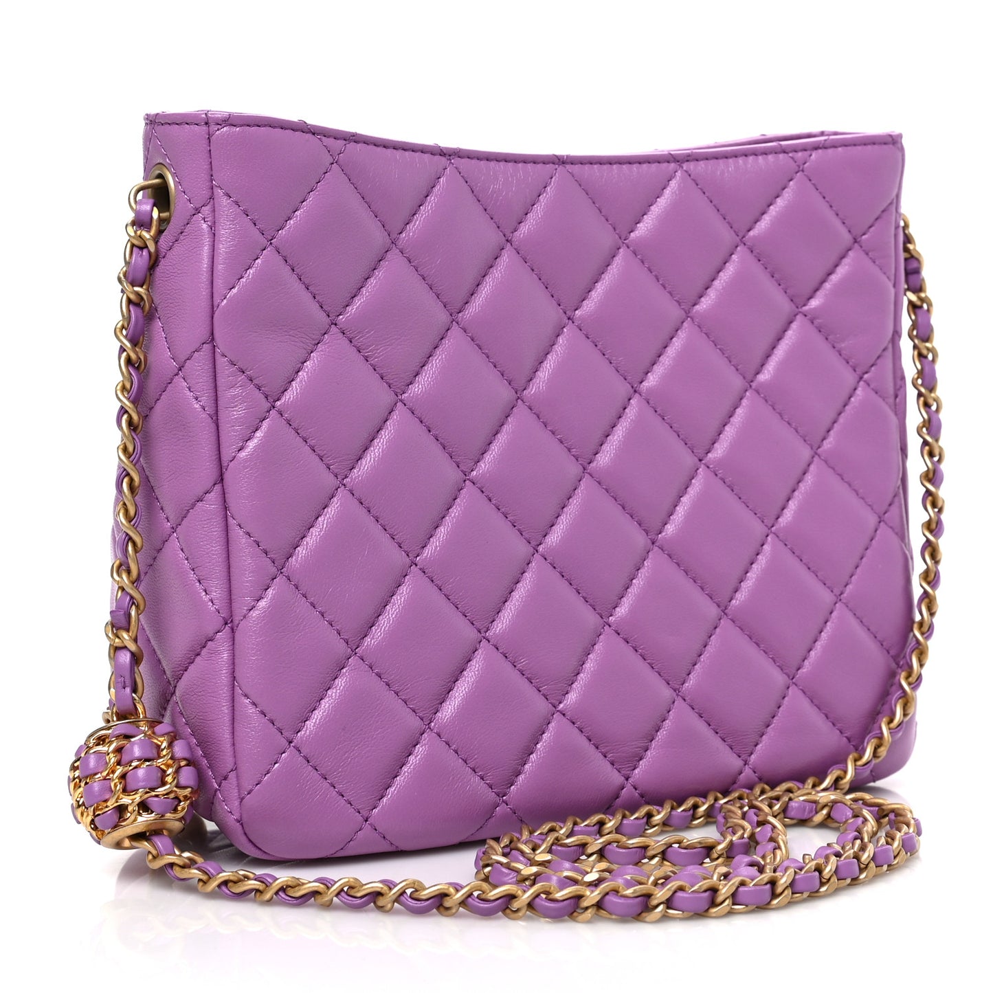 Lambskin Quilted Small Pearl Crush Hobo Purple