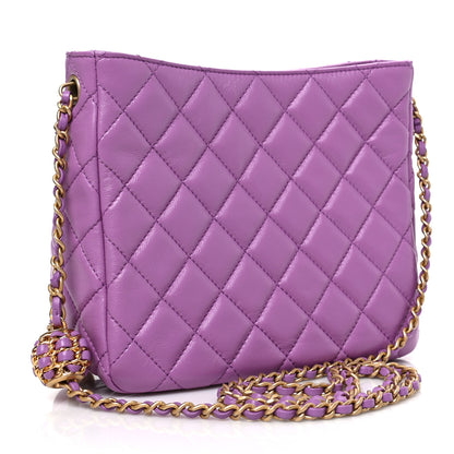 Chanel Lambskin Quilted Small Pearl Crush Hobo Purple 3 of 9