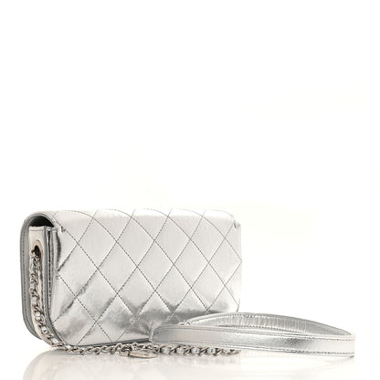 Chanel Hammered Metallic Calfskin Quilted Flap Silver 2 of 11