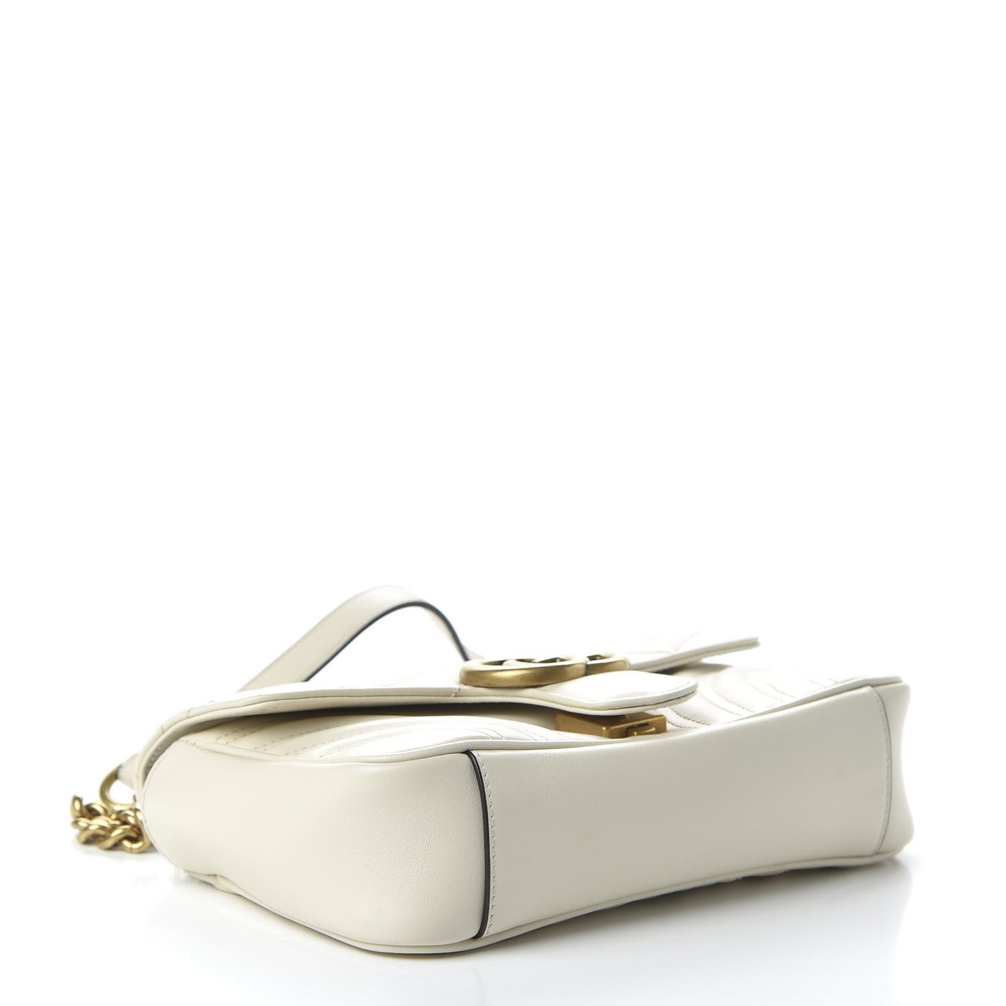 Calfskin Matelasse Mini GG Marmont Shoulder Bag White