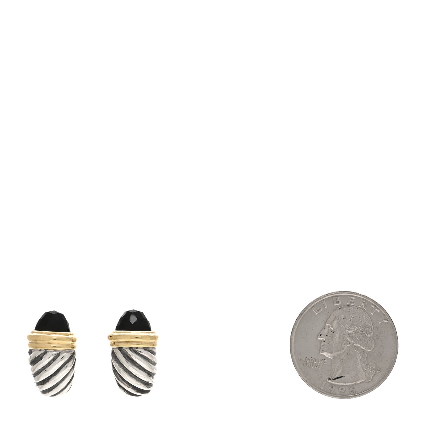 Sterling Silver 18K Yellow Gold Black Onyx Capri Shrimp Earrings