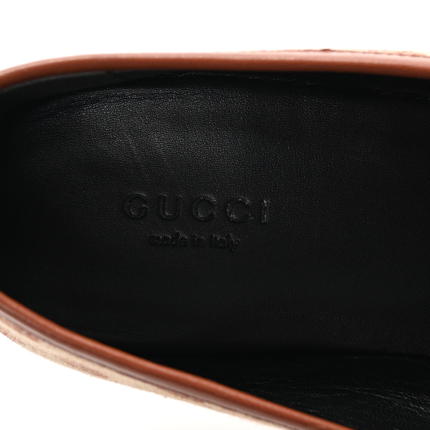 Canvas GG Monogram Horsebit Womens Jordaan Loafers 39.5 Beige Ruggine Rust