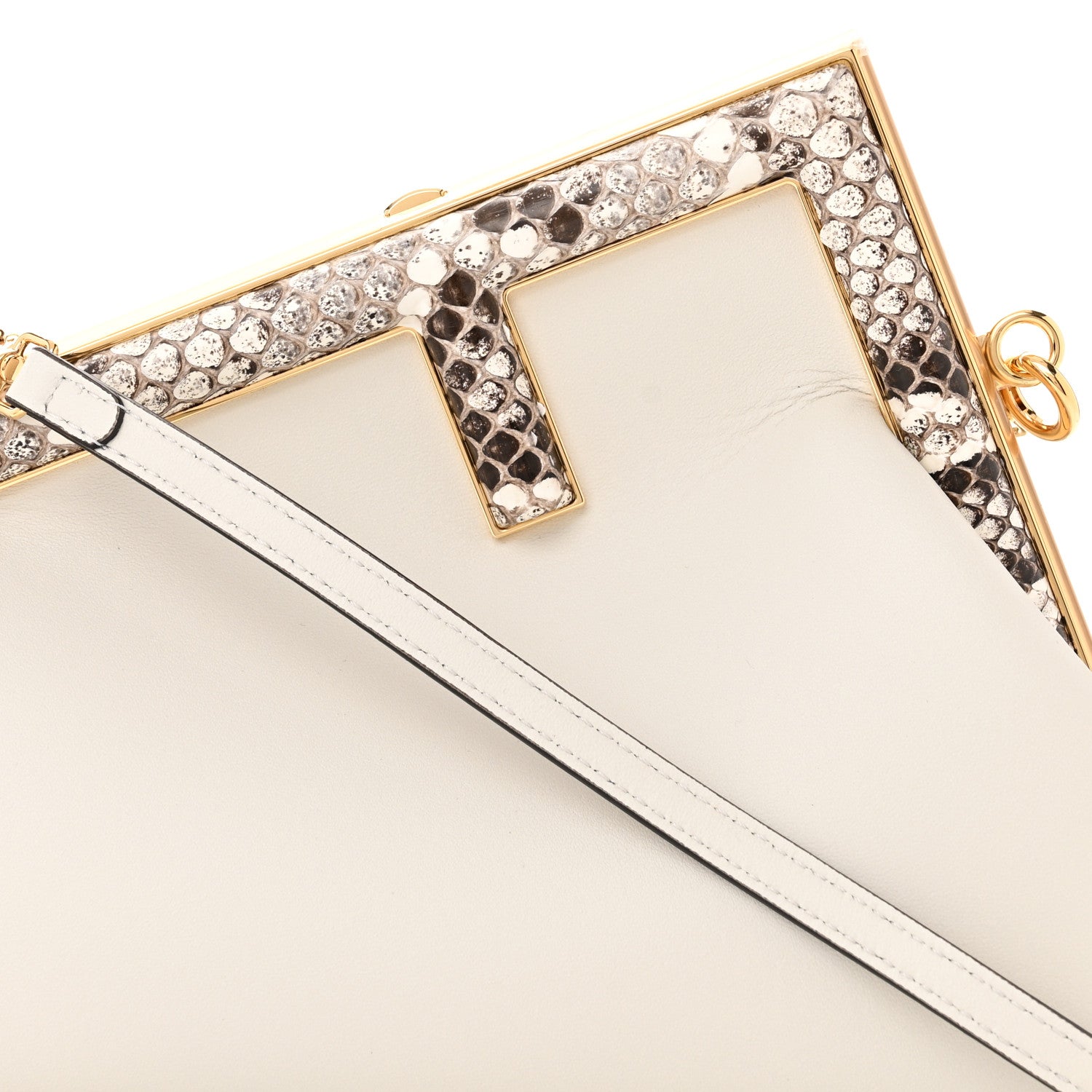 Fendi Shiny Nappa Snakeskin Small Fendi First White Roccia 8 of 10