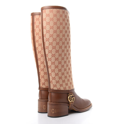 Gucci GG Monogram Calfskin Lola Tall Boots 39 Beige Ruggine Cuir 4 of 6
