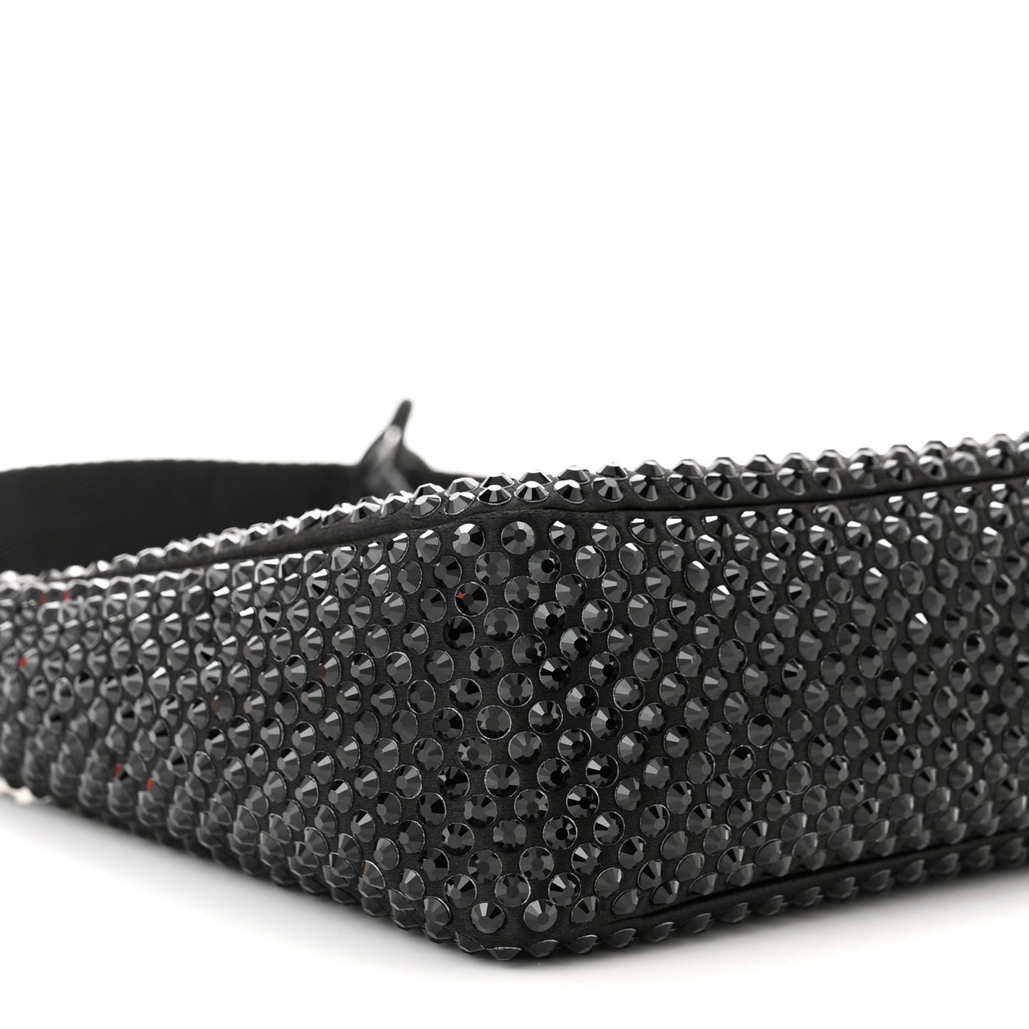 Satin Crystal Mini Re-Edition 2000 Bag Black