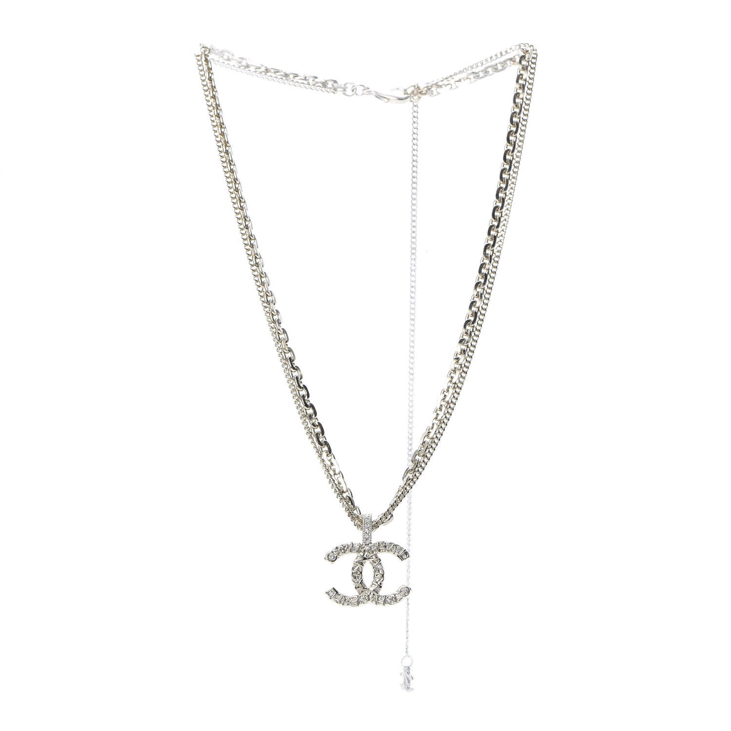 Crystal CC Multi Strand Chain Necklace Gold