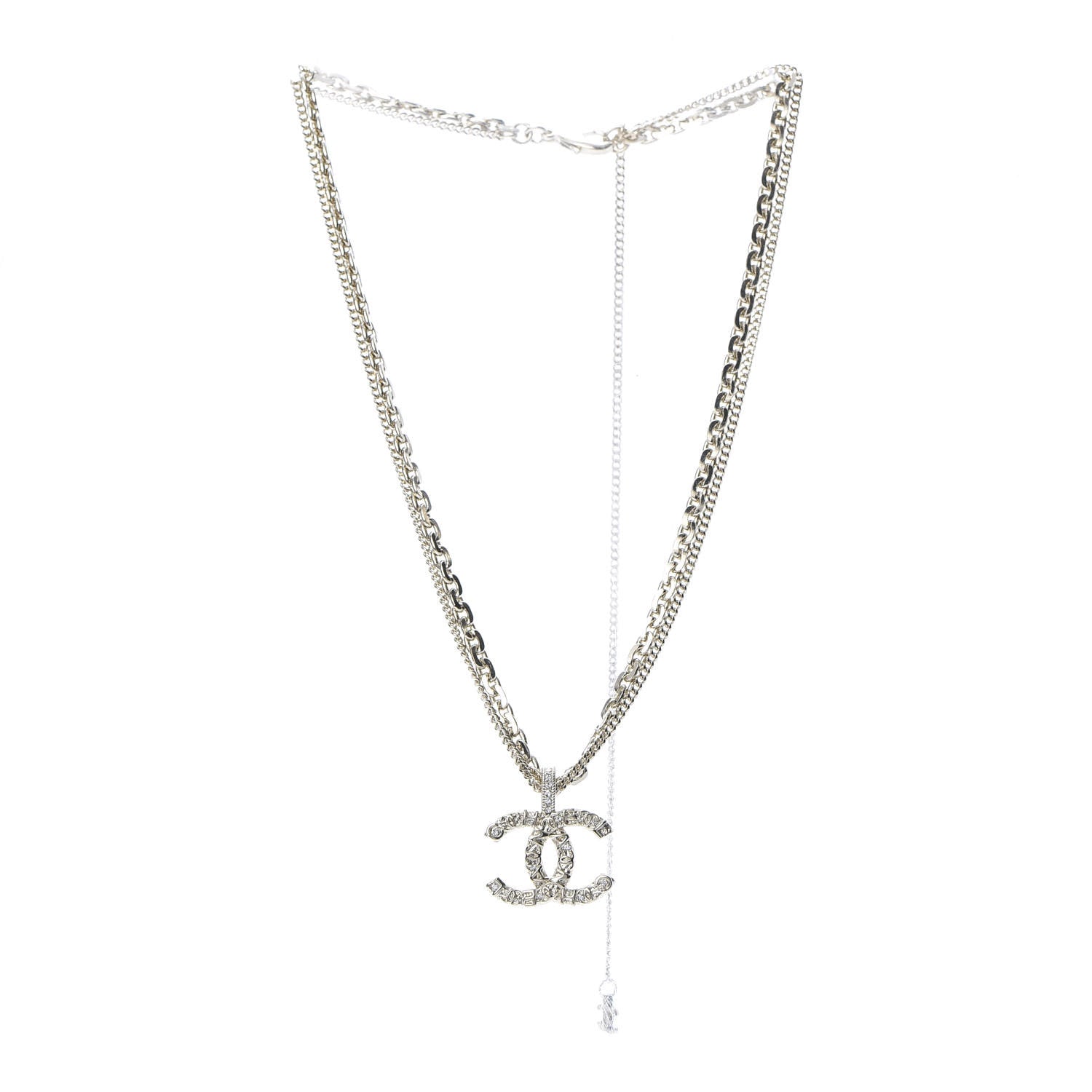 Chanel Crystal CC Multi Strand Chain Necklace Gold 3 of 5