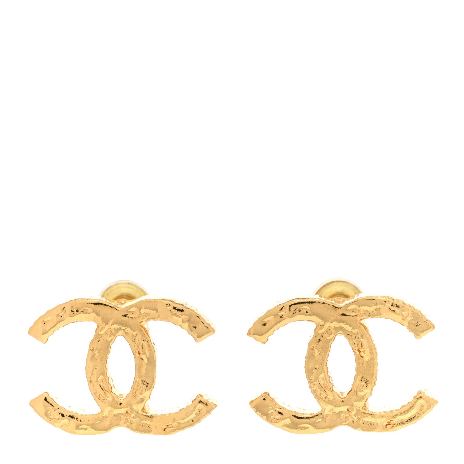 Chanel Metal Textured CC Earrings Gold 1 of 5
