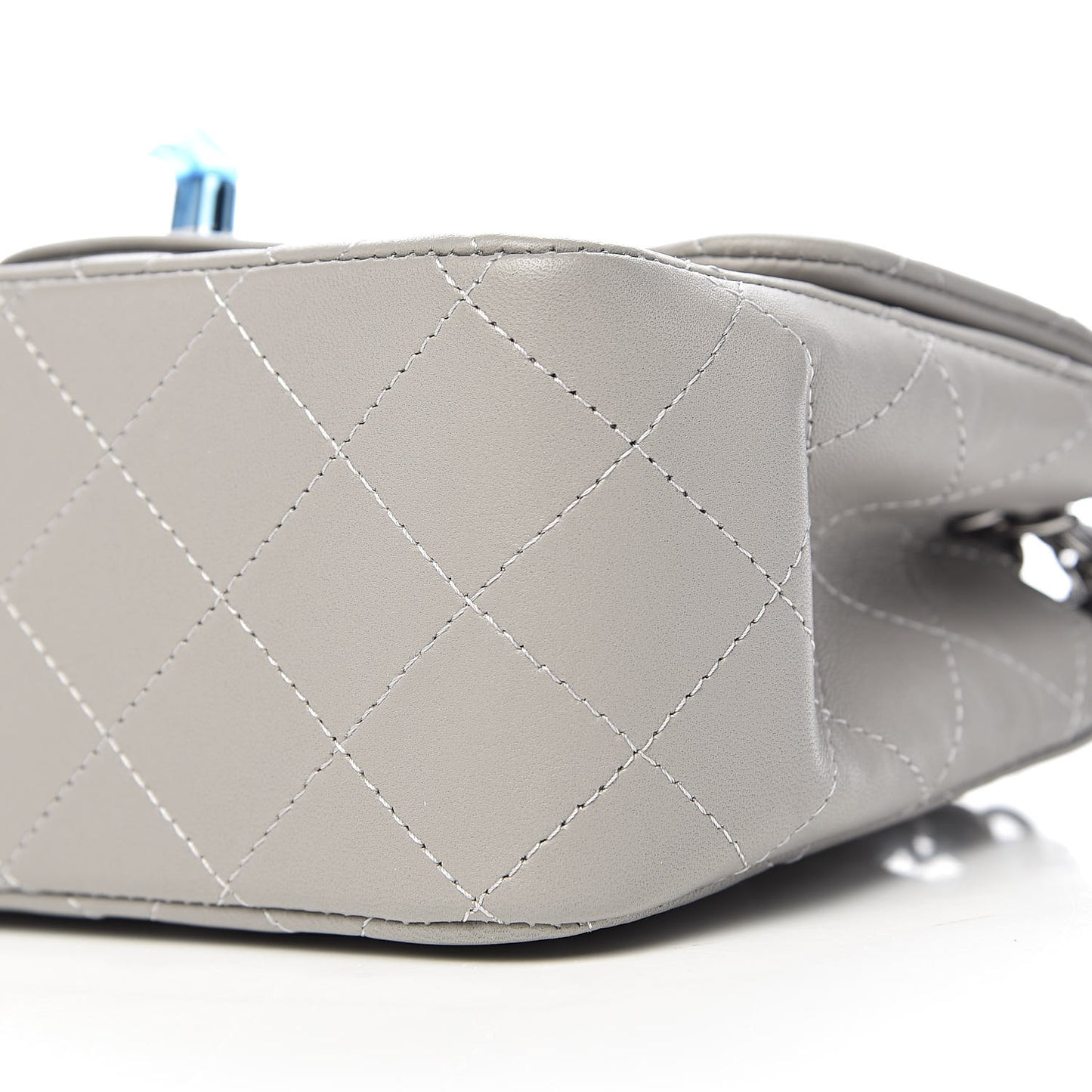 Lambskin Quilted Mini Square Flap Light Grey