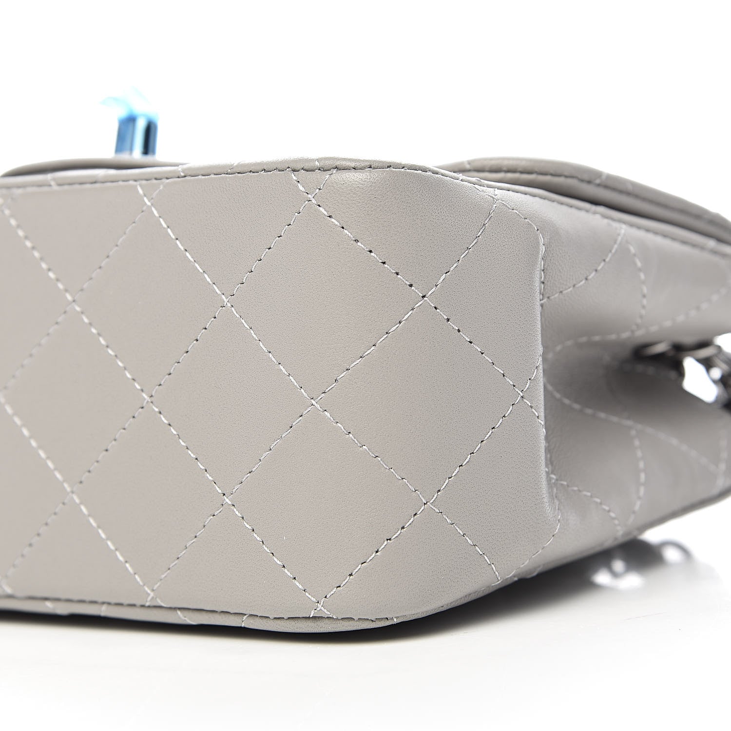 Chanel Lambskin Quilted Mini Square Flap Light Grey 9 of 11